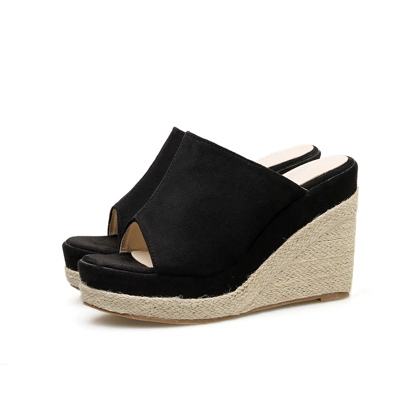 11cm Heel Women Slippers Pink High Heel Sandals Black Suede Platform Wedges Slippers Summer Ladies Shoes With Heels
11cm Heel Women Slippers Pink High Heel Sandals Black Suede Platform Wedges Slippers Summer Ladies Shoes With Heels