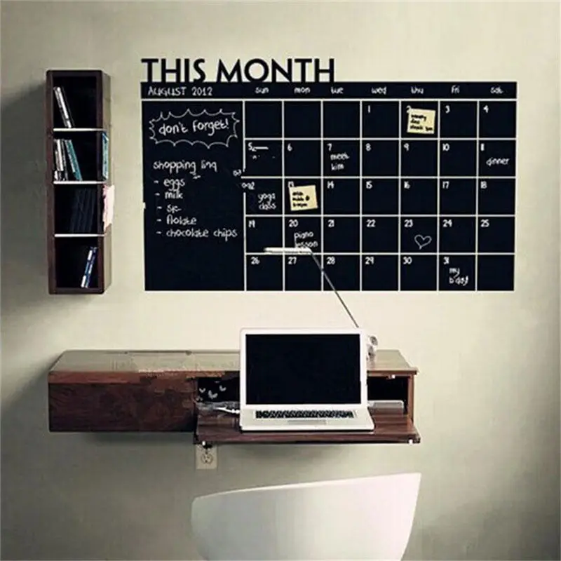 

60cm x 92cm Monthly chalkboard Chalk Board Blackboard Removable Wall Sticker Month Plan Calendar Memo DIY