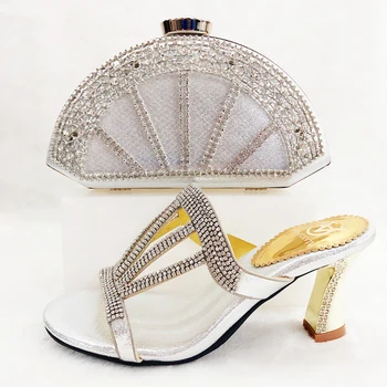 New 2019 fashion italian shoes and bag matching set in silver with stones slippers shoes with clutches bag for african SB8372-2
New 2019 fashion italian shoes and bag matching set in silver with stones slippers shoes with clutches bag for african SB8372-2