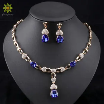 African Wedding Jewelry Set Gold Color Women Dress Accessories Blue Crystal Necklace Earrings Sets
African Wedding Jewelry Set Gold Color Women Dress Accessories Blue Crystal Necklace Earrings Sets