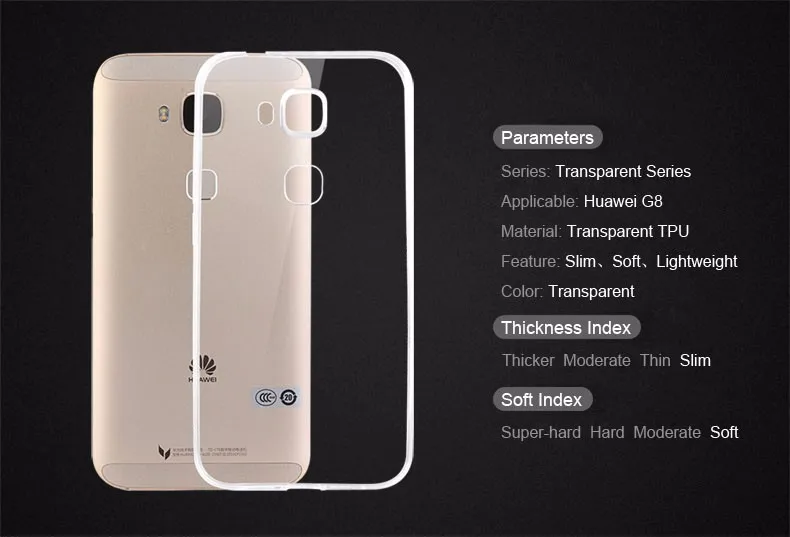 for Huawei G8 Case Cover 0.6mm Ultra thin Transparent TPU Soft Back Cover Phone Case For Huawei G8 Guard Coque Protection Fundas
for Huawei G8 Case Cover 0.6mm Ultra thin Transparent TPU Soft Back Cover Phone Case For Huawei G8 Guard Coque Protection Fundas