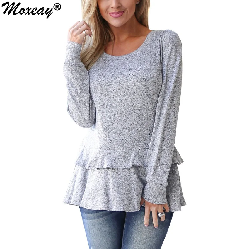 Moxeay Womens Sweater T-shirt Casual Cotton Pullovers Long Sleeve Round Neck Knitted Tops Tee Shirt Female Autumn Winter Peplum
Moxeay Womens Sweater T-shirt Casual Cotton Pullovers Long Sleeve Round Neck Knitted Tops Tee Shirt Female Autumn Winter Peplum