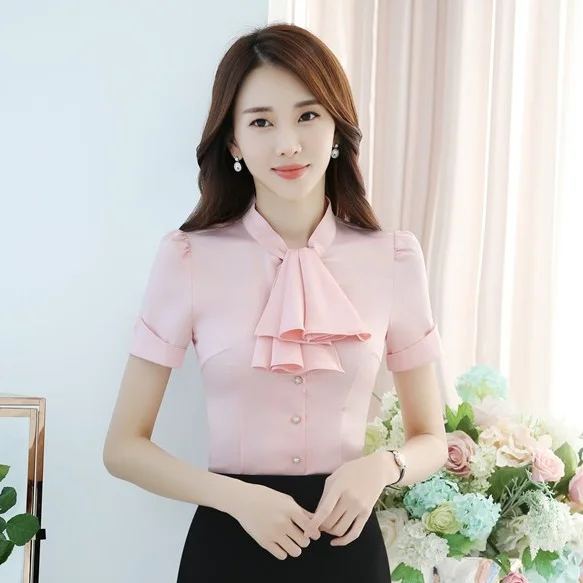 Summer Formal Fashion Ladies Pink Blouses Women Shirts Short Sleeve Female Office Uniform Blouses and Tops Elegant
Summer Formal Fashion Ladies Pink Blouses Women Shirts Short Sleeve Female Office Uniform Blouses and Tops Elegant