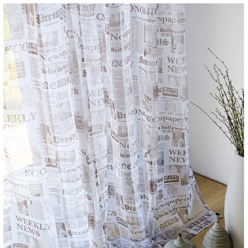 Europe Retro Printed Newspaper Bedroom Sheer Tulle Curtains For Living Room Study Window Drape Balcony Voile Curtains Cortinas
Europe Retro Printed Newspaper Bedroom Sheer Tulle Curtains For Living Room Study Window Drape Balcony Voile Curtains Cortinas
