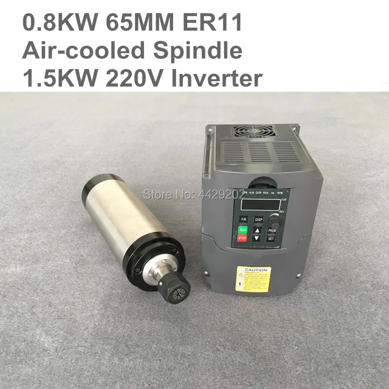 800W Spindle Motor Kit 0.8KW CNC Router Spindle ER11 Milling Motor + 1.5KW 220V VFD Inverter Converter For CNC Engraver