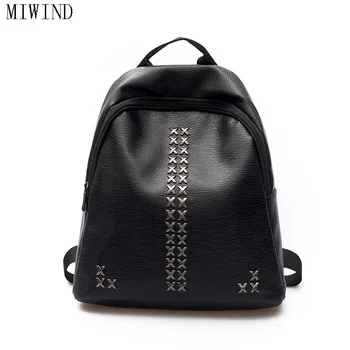 High Quality PU Leather Women Backpack Preppy Style School Backpack Black Mater Rivet Women Bag TWL494
High Quality PU Leather Women Backpack Preppy Style School Backpack Black Mater Rivet Women Bag TWL494