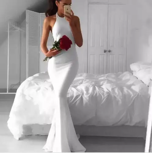 Sexy Backless White Long Mermaid Evening Dresses 2017 Cheap Fast Shipping Simple Halter Arabic African Prom Dress Formal Gowns
Sexy Backless White Long Mermaid Evening Dresses 2017 Cheap Fast Shipping Simple Halter Arabic African Prom Dress Formal Gowns