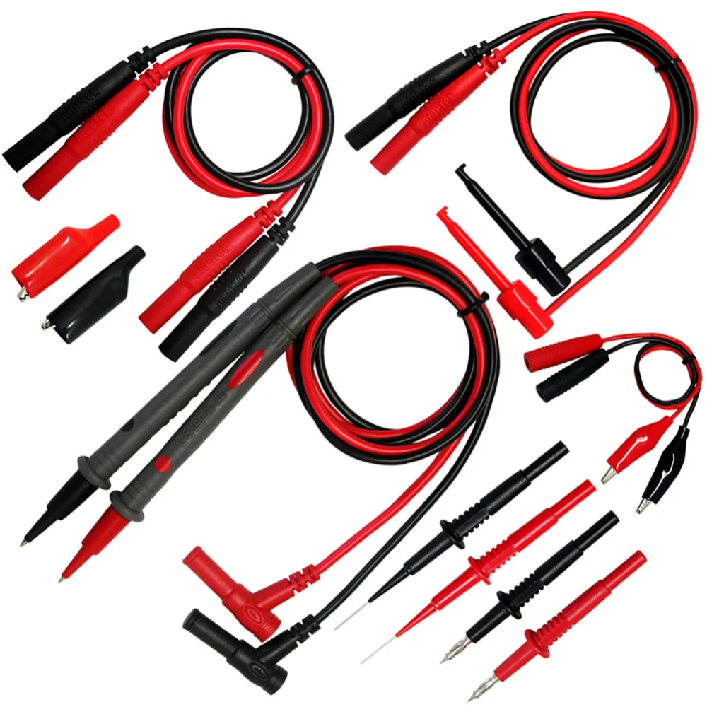 

Aidetek silicone rubber wire 7 in 1 set needle tipped tip alligator clips mini-grabber test leads multimeter DMM tester TLP20258