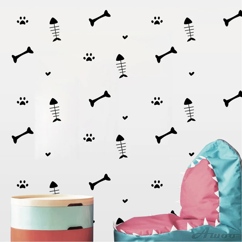 Funny Cartoon Fish bone Wall Stickers Cat Dog Paws Sticker Furniture Cabinets Decal Kids Room DIY Decoration Home Decor
Funny Cartoon Fish bone Wall Stickers Cat Dog Paws Sticker Furniture Cabinets Decal Kids Room DIY Decoration Home Decor