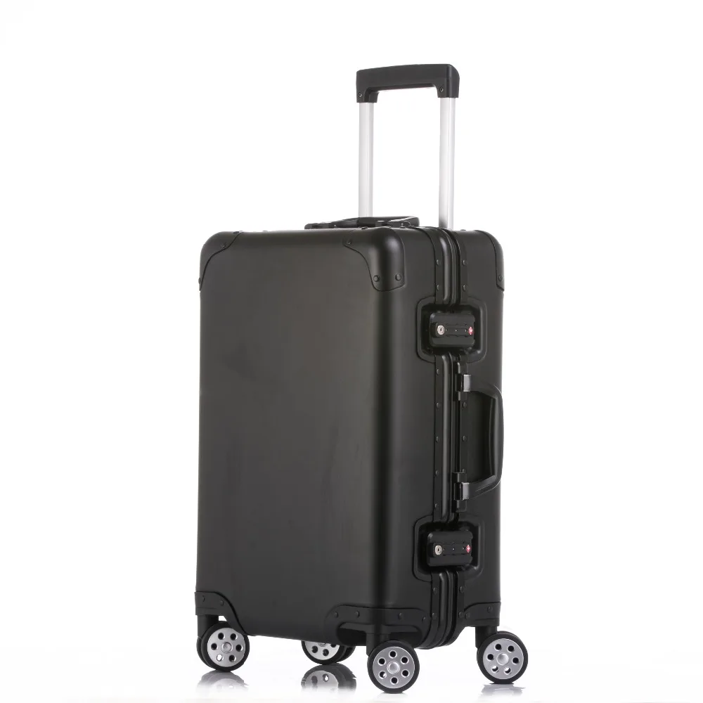 

20'24'26'29'inch Retro Aluminum Suitcase Carry On Cabin TSA Scratch Resistant Luggage Metal Trolley Spinner Koffer Wheeled Case