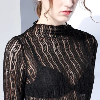 2018 Spring Autumn Women's Fashion Long Sleeve Turtleneck Transparent Under Shirt Female Oversize Black Sexy Lace T Shirt Tops
2018 Spring Autumn Women's Fashion Long Sleeve Turtleneck Transparent Under Shirt Female Oversize Black Sexy Lace T Shirt Tops