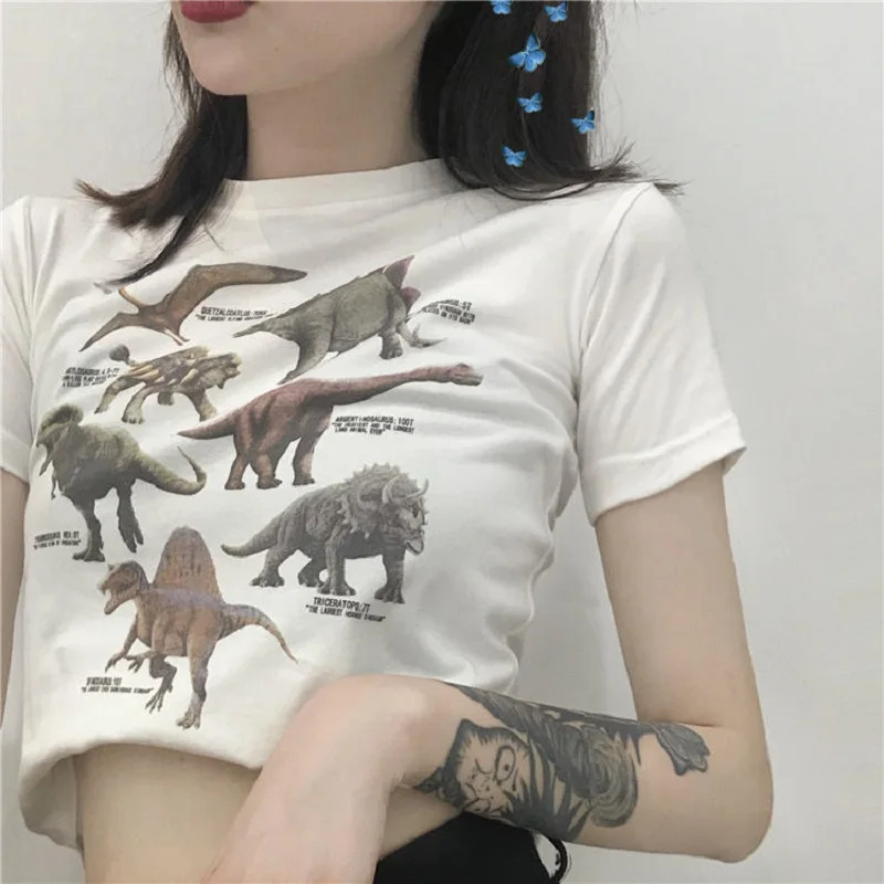Summer new dinosaur cute short cartoon letter female fun Harajuku hip hop tees tops loose O-neck COTTON short-sleeved T-shirt
Summer new dinosaur cute short cartoon letter female fun Harajuku hip hop tees tops loose O-neck COTTON short-sleeved T-shirt
