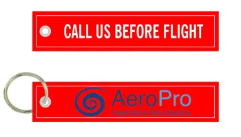 

Call Us Before Flight AeroPro Ingenieria Aeronautica Fabric Embroidery Pilot Key Chains