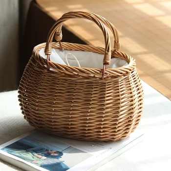 LJL-Ribbons Bow Tie Top-Handle Wicker Bags String Rural Natural Casual Handmade Woven Rattan Bags Round Bow
LJL-Ribbons Bow Tie Top-Handle Wicker Bags String Rural Natural Casual Handmade Woven Rattan Bags Round Bow