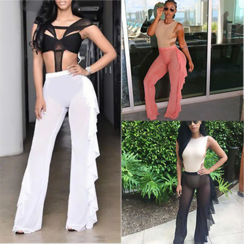 Sexy Women solid color Sheer Mesh Trousers Ruffles High Waist Bikini Cover Up Swimwear Bathing Suit Swimsuit Beachwear Pants
Sexy Women solid color Sheer Mesh Trousers Ruffles High Waist Bikini Cover Up Swimwear Bathing Suit Swimsuit Beachwear Pants
