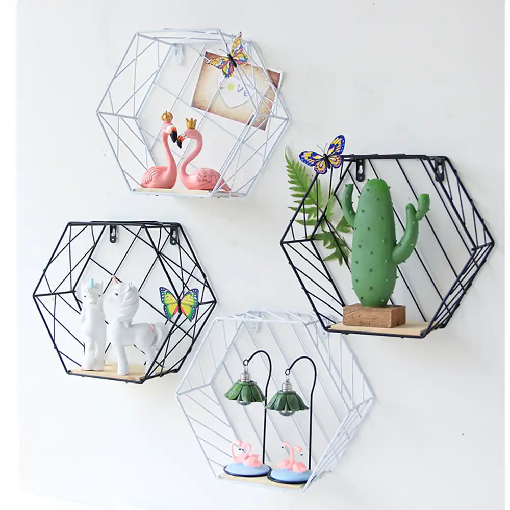 Pentagon Style Metal Table Storage Basket Vogue Chic Nordic Wall
