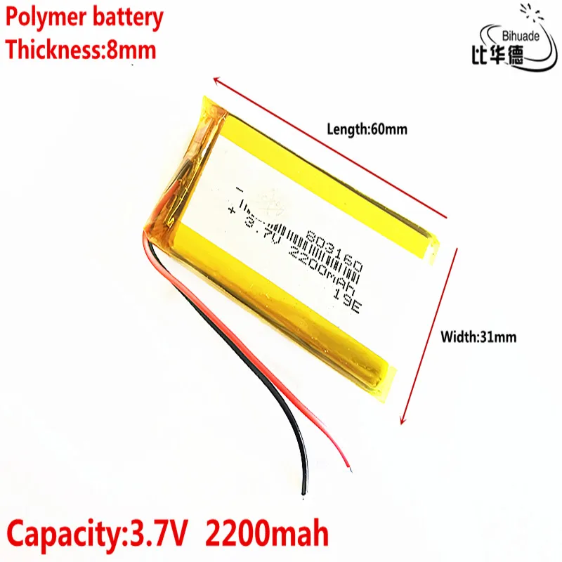 

Liter energy battery Good Qulity 3.7V,2200mAH 803160 803060 Polymer lithium ion / Li-ion battery for tablet pc BANK,GPS,mp3,mp4