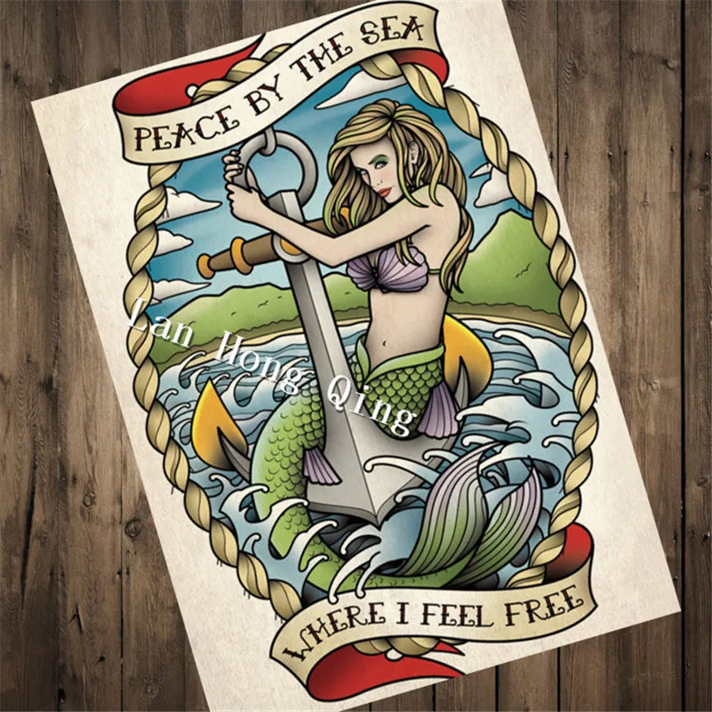 High quality Tattoos Patterned Kraft Paper about "Mermaid" Wall art living room wall sticker home decor painting HM-156
High quality Tattoos Patterned Kraft Paper about "Mermaid" Wall art living room wall sticker home decor painting HM-156
