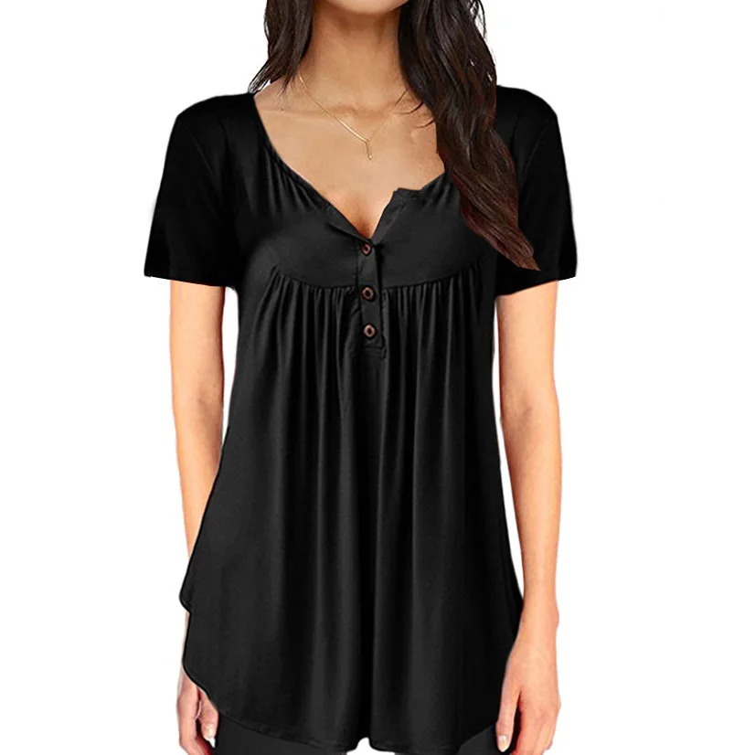 Large Size Fashion Spring Summer 2019 European American Expansion Fold Open Button Loose Short Sleeve T-shirt
Large Size Fashion Spring Summer 2019 European American Expansion Fold Open Button Loose Short Sleeve T-shirt