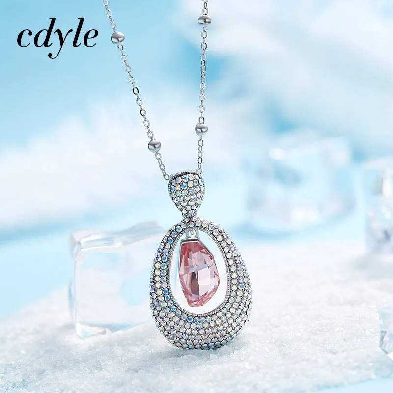 

Cdyle Necklace Women Pendants Embellished with crystals Fashion Jewelry Pink Women Girl Fashion Sweater Neckalce
