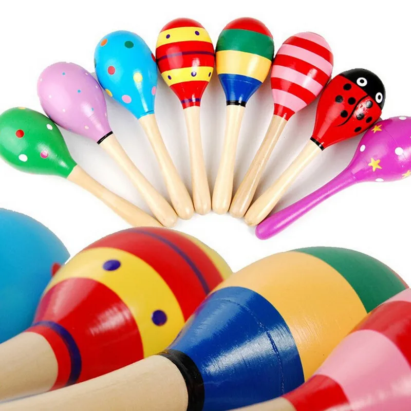 wooden baby maracas rattle