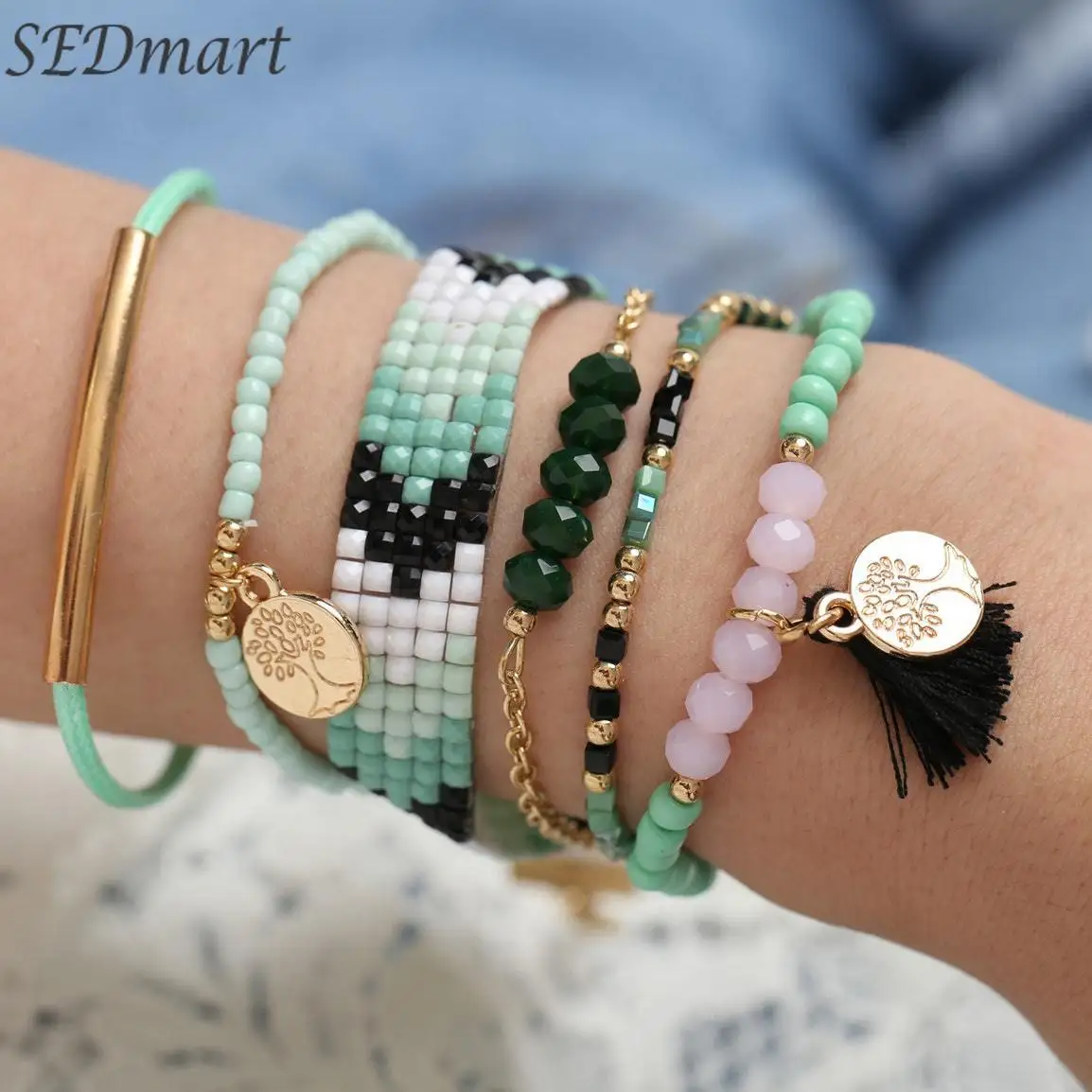 SEDmart Crystal Set Rhinestone Multilayer Feather Tree of Life Bracelet for Women Girls Fashion Wax Rope Weaving Jewelry Gift
SEDmart Crystal Set Rhinestone Multilayer Feather Tree of Life Bracelet for Women Girls Fashion Wax Rope Weaving Jewelry Gift