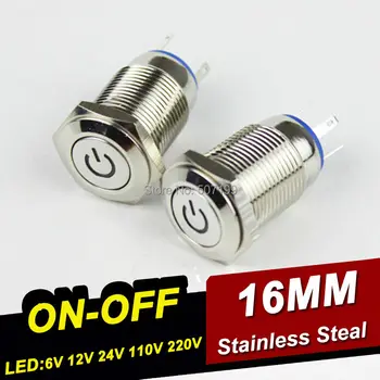 10pcs/lot 16mm IP65 illuminated metal push button switch ON OFF latching waterproof switch stainless steal switch 1NO+1NC
10pcs/lot 16mm IP65 illuminated metal push button switch ON OFF latching waterproof switch stainless steal switch 1NO+1NC