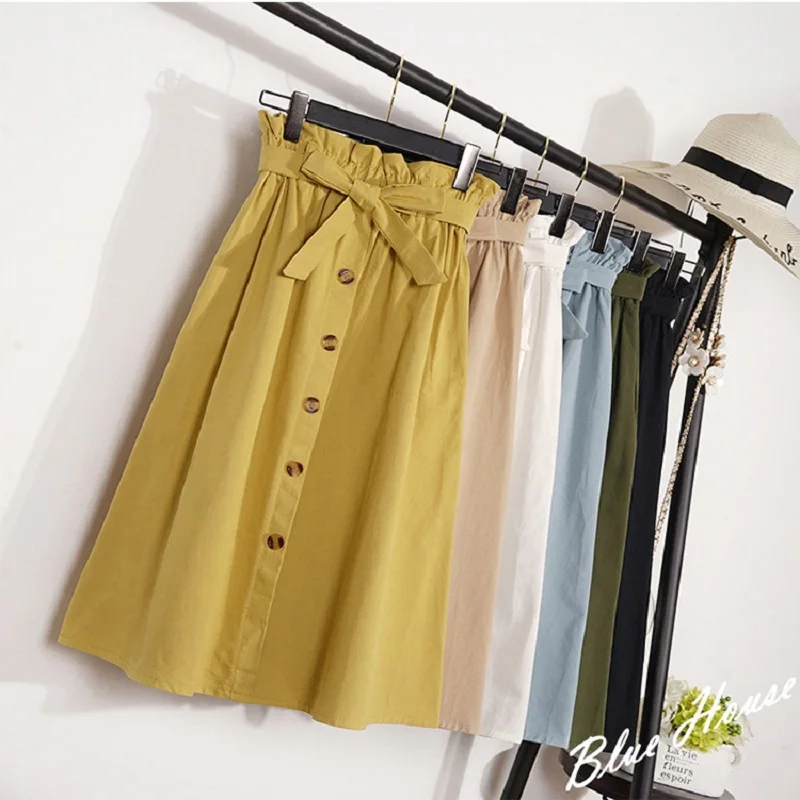 Summer Autumn Skirts Womens 2019 Midi Knee Length Korean Elegant Button High Waist Skirt Female Pleated School Skirt
Summer Autumn Skirts Womens 2019 Midi Knee Length Korean Elegant Button High Waist Skirt Female Pleated School Skirt