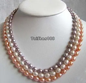 Free Shipping ***Hot sale >>>>3 Rows Real Multicolor White Pink Purple Rice Pearl 18KWGP Clasp Necklace
Free Shipping ***Hot sale >>>>3 Rows Real Multicolor White Pink Purple Rice Pearl 18KWGP Clasp Necklace