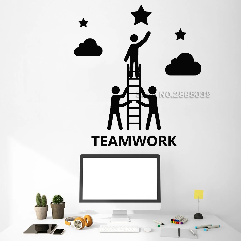Unique Design Vinyl Wall Decals Teamwork Ladder Business Graphics Office Inspire Art Stickers Removable Adesivo De Parede LC527 | Дом и сад