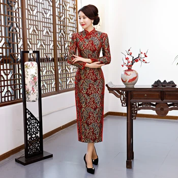 2018 Spring Long Cheongsam Fashion Chinese style Dress Womens Velour Lace Qipao Slim Party Dresses Lady Button Vestido S-XXXL
2018 Spring Long Cheongsam Fashion Chinese style Dress Womens Velour Lace Qipao Slim Party Dresses Lady Button Vestido S-XXXL