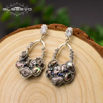 GLSEEVO Handmade Natural Black Pearl Drop Earrings For Women Pave Zircon Wedding Jewelry Boucle D'oreille Femme 2019 GE0696
GLSEEVO Handmade Natural Black Pearl Drop Earrings For Women Pave Zircon Wedding Jewelry Boucle D'oreille Femme 2019 GE0696