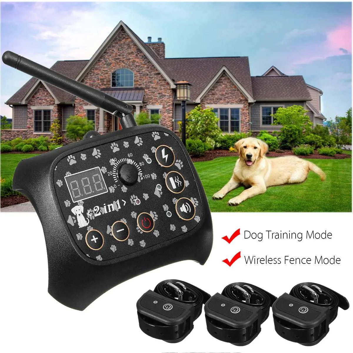 Dog Fence 2 in 1 Wireless Containment System Focuspet Wire Free Fencing Waterproof Rechargeable Transmitter Receiver
Dog Fence 2 in 1 Wireless Containment System Focuspet Wire Free Fencing Waterproof Rechargeable Transmitter Receiver