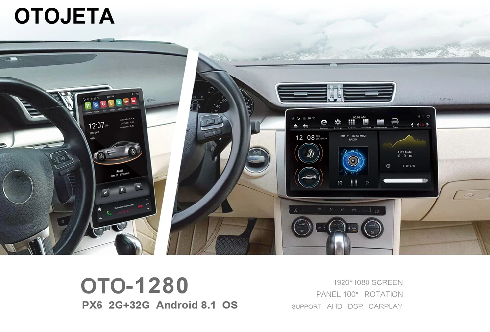 OTOJETA Tesla GPS navigation Car android 8.1 2Gb ram 32gb rom 2din Universal 12.8" 100° rotation radio player autoradio stereo
OTOJETA Tesla GPS navigation Car android 8.1 2Gb ram 32gb rom 2din Universal 12.8" 100° rotation radio player autoradio stereo