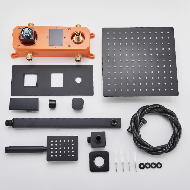 Bathroom Shower 2-Functions Black Digital Shower Faucets Set Rainfall Shower Head 2-way Digital Display Mixer Tap Shower Mixer Bathroom Shower 2-Functions Black Digital Shower Faucets Set Rainfall Shower Head 2-way Digital Display Mixer Tap Shower Mixer