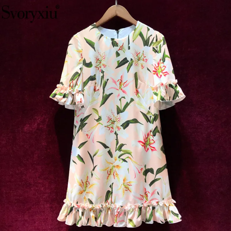 Svoryxiu 2019 Runway Summer lily Flower Print Loose Dress Women's Elegant Flare Sleeve Casual Holiday Ruffles Dresses Vestdios
Svoryxiu 2019 Runway Summer lily Flower Print Loose Dress Women's Elegant Flare Sleeve Casual Holiday Ruffles Dresses Vestdios