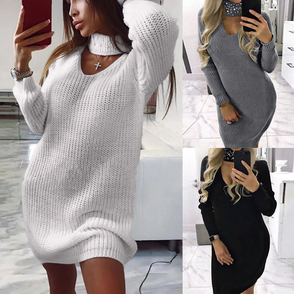 2018 Womens Ladies Long Sleeve Sweater Dresses Chunky Knitted Dress Roll Neck Jumper Dress Mini Dress For Spring,Autumn,Winter
2018 Womens Ladies Long Sleeve Sweater Dresses Chunky Knitted Dress Roll Neck Jumper Dress Mini Dress For Spring,Autumn,Winter