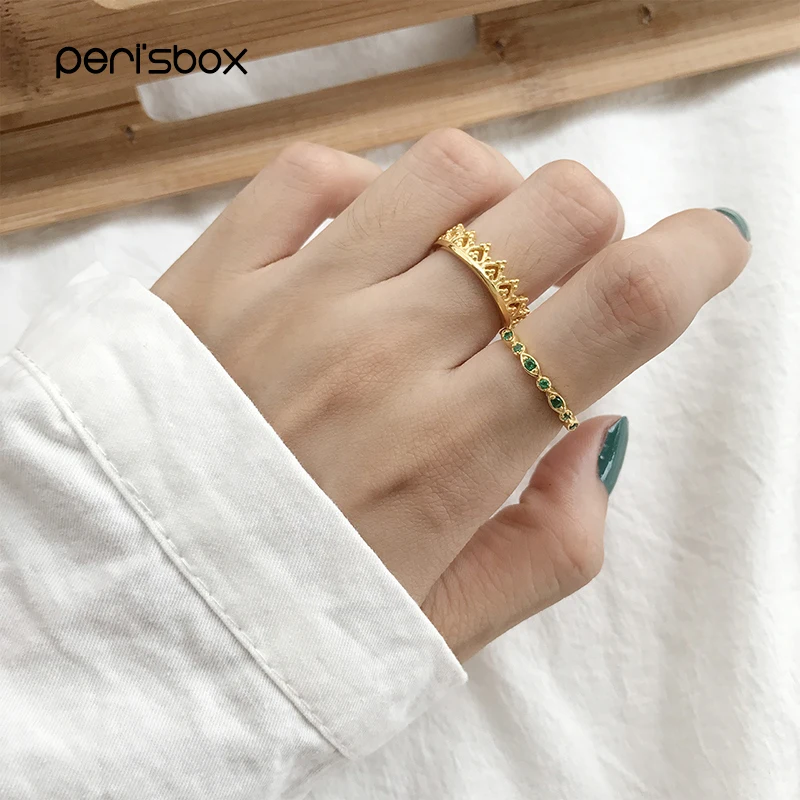 Peri'sBox Gold Color Green Crystal Crown Rings for Women 925 Sterling Sliver Princess Engagement Rings Dainty Weddings Rings
Peri'sBox Gold Color Green Crystal Crown Rings for Women 925 Sterling Sliver Princess Engagement Rings Dainty Weddings Rings