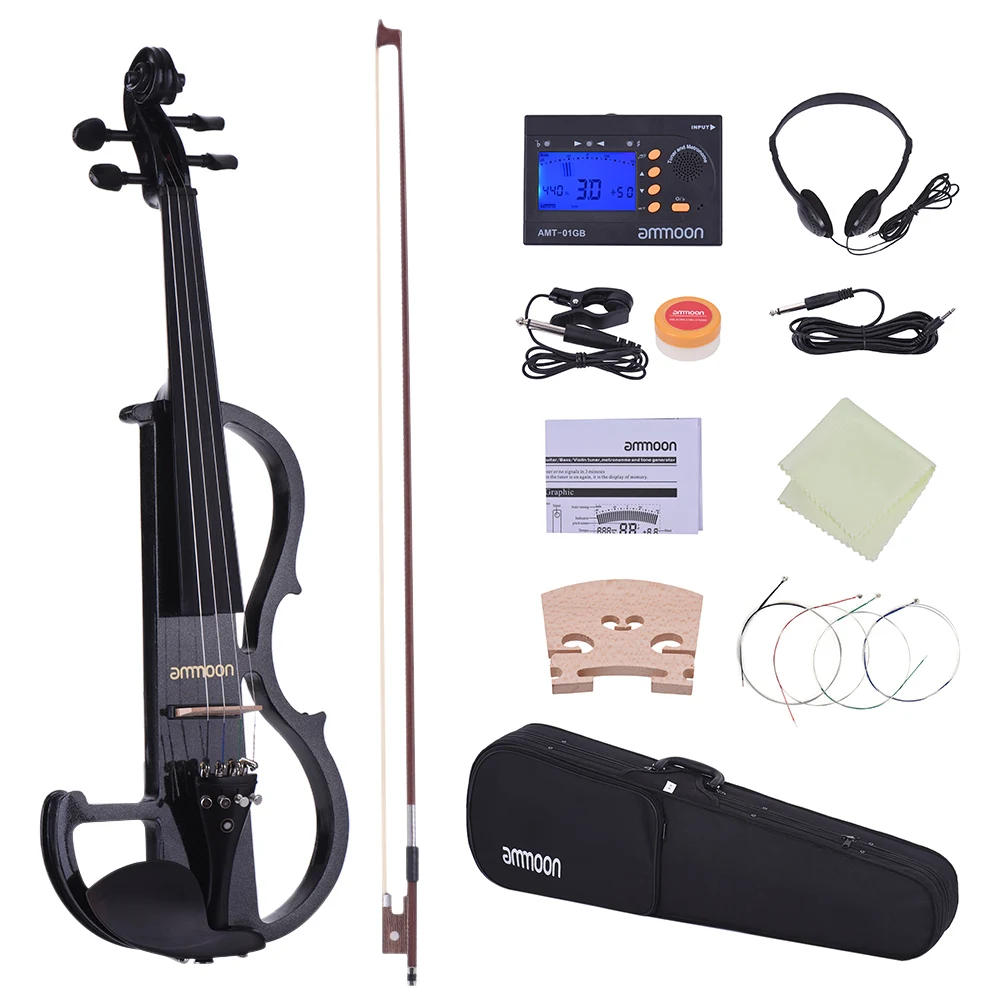 ammoon Full Size 4/4 Violin Electric Silent Violin Fiddle Ebony Fingerboard Pegs with Bow Case Tuner Headphones Rosin Strings
ammoon Full Size 4/4 Violin Electric Silent Violin Fiddle Ebony Fingerboard Pegs with Bow Case Tuner Headphones Rosin Strings