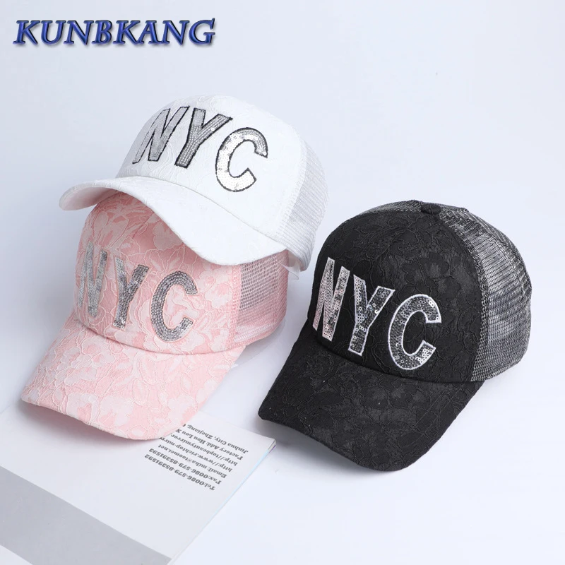 2017 Best Quality Lace Caps Women Mesh Hat Summer NYC Letter Baseball Cap Black Pink Brand Bone Ladies Snapback Hats Casquette
2017 Best Quality Lace Caps Women Mesh Hat Summer NYC Letter Baseball Cap Black Pink Brand Bone Ladies Snapback Hats Casquette