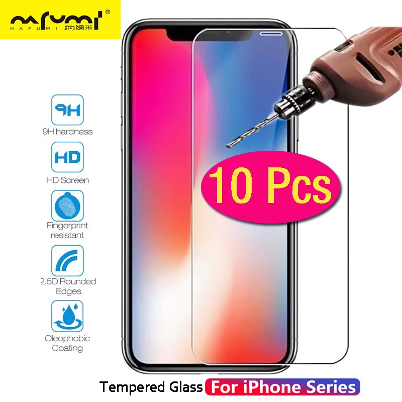 

10Pcs Protective Glass For iPhone 6 6s 7 8 Plus X XS MAX XR Tempered Glass For iPhone4 4s 5 5s SE 5c Screen Protector Film