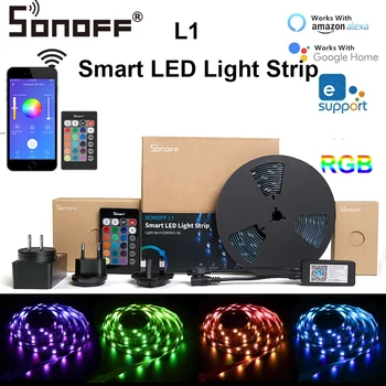 SONOFF L1 Smart LED Light Strip Dimmable Waterproof WiFi Flexible RGB Strip Lights Work with Alexa Google Home, Dance with Music
SONOFF L1 Smart LED Light Strip Dimmable Waterproof WiFi Flexible RGB Strip Lights Work with Alexa Google Home, Dance with Music