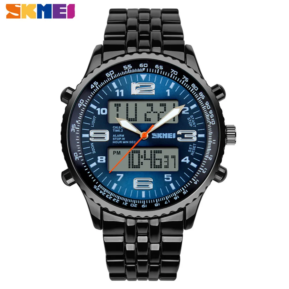 

SKMEI Men Sports Watches LED Digital Wristwatches Full Steel Waterproof Dual Men's Quartz Military Watch Relogio Masculino 1032