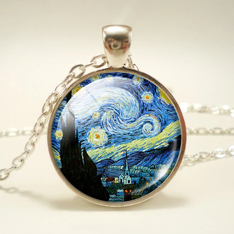 Vintage Glass Dome Starry Night Van Gogh Pendant Chain Necklace Art Picture Cabochon Jewelry Handmade Birthday Gift
Vintage Glass Dome Starry Night Van Gogh Pendant Chain Necklace Art Picture Cabochon Jewelry Handmade Birthday Gift