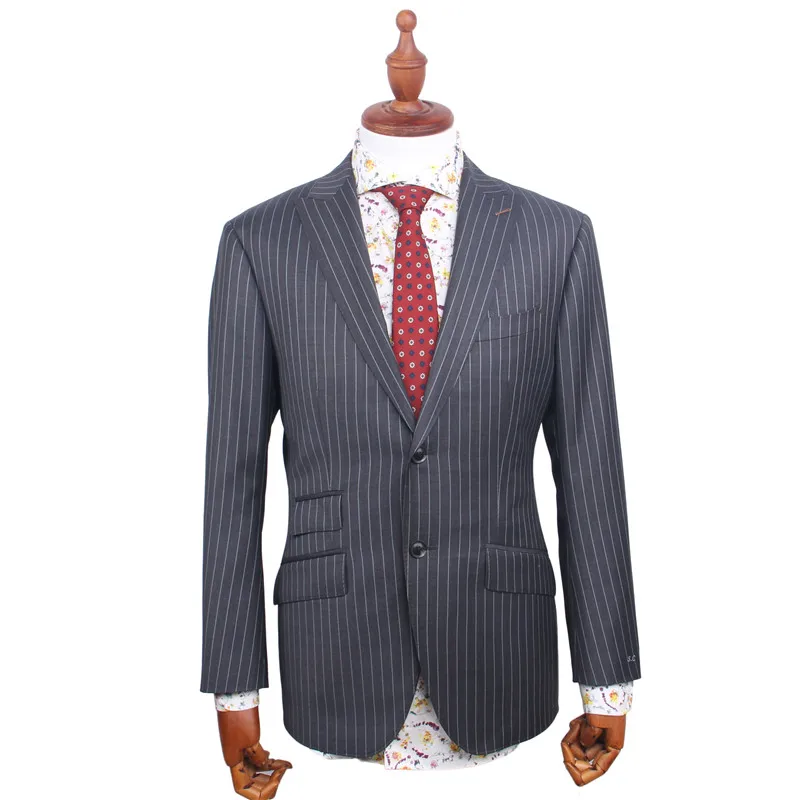Grey Striped Tuxedo Custom Made Groom Suit Bespoke Wedding High Wool Suits For Men Notch Lapel Men Wedding Suit
Grey Striped Tuxedo Custom Made Groom Suit Bespoke Wedding High Wool Suits For Men Notch Lapel Men Wedding Suit