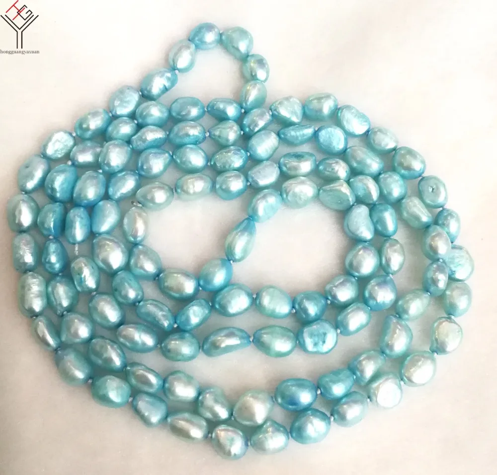 50inch 127cm 9x10mm light blue baroque pearl necklace Jewelry real natural freshwater pearl
50inch 127cm 9x10mm light blue baroque pearl necklace Jewelry real natural freshwater pearl