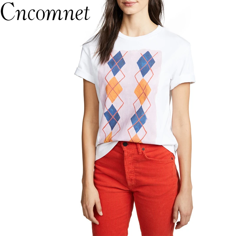 Women T-Shirts Short Sleeve Square Print T Shirt Summer O-neck Casual Tops Tee Ladies Female Top
Women T-Shirts Short Sleeve Square Print T Shirt Summer O-neck Casual Tops Tee Ladies Female Top