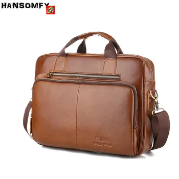 New 14" Laptop Bag Business Men Briefcase Genuine Leather Cross-section Brown Handbags Large Capacity Shoulder Messenger Bags
New 14" Laptop Bag Business Men Briefcase Genuine Leather Cross-section Brown Handbags Large Capacity Shoulder Messenger Bags