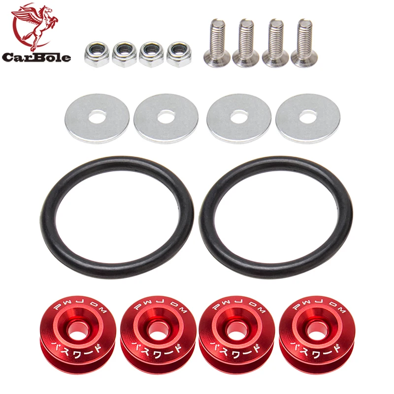 CARBOLE Universal Red Quick Release Fasteners/ Washer for Bumper/ Fender/ Trunk/ Hatch Lid MV111548 Aluminum Size M6X18mmX24mm
CARBOLE Universal Red Quick Release Fasteners/ Washer for Bumper/ Fender/ Trunk/ Hatch Lid MV111548 Aluminum Size M6X18mmX24mm