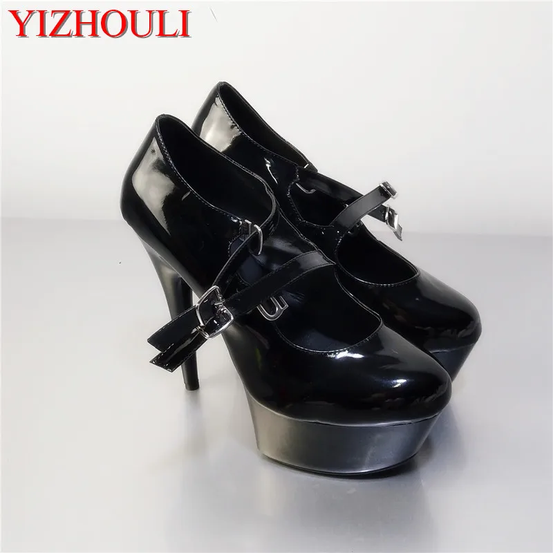 

Fashionable Sexy Black PU Patent Leather Platforms Women 15cm High Heel Shoes, Stiletto, Sexy Party Heels